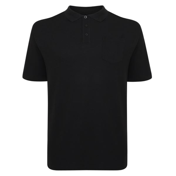 Große Größen Schwarzes Poloshirt mit Tasche  Große Größen Schwarzes Poloshirt mit Tasche