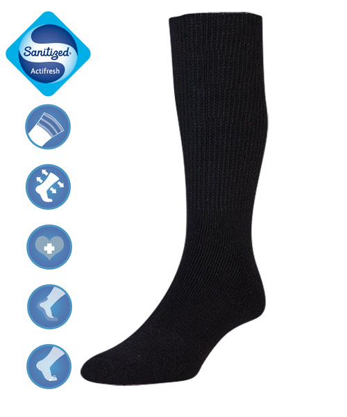 Diabetes-Baumwollsocken - Schwarz