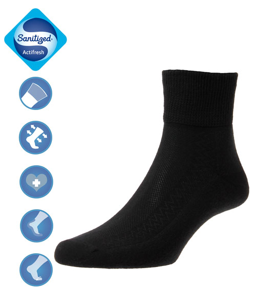 Diabetes Baumwollsocken Knöchelsocken - Schwarz