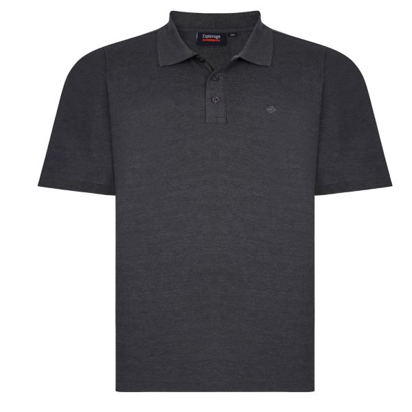 Große Größen Anthrazitgraues Basic Poloshirt 